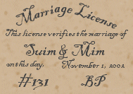 Suim & Mim's Marriage Certificate