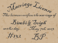 Binebi & Soiph's Marriage Certificate